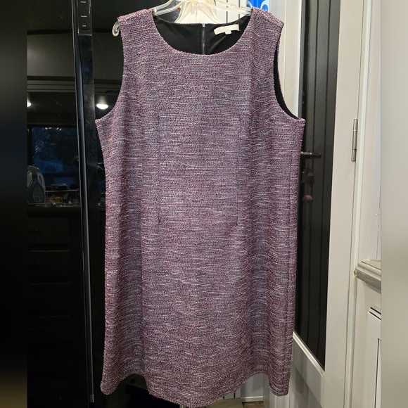 LOFT Textured Sleeveless Midi Dress Red, white, black - Picture 3 of 9